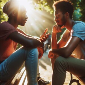 life bonding - two people sharing a heartfelt conversation