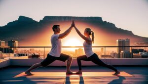 Reset Core Beliefs - couple practicing yoga together on a rooftop