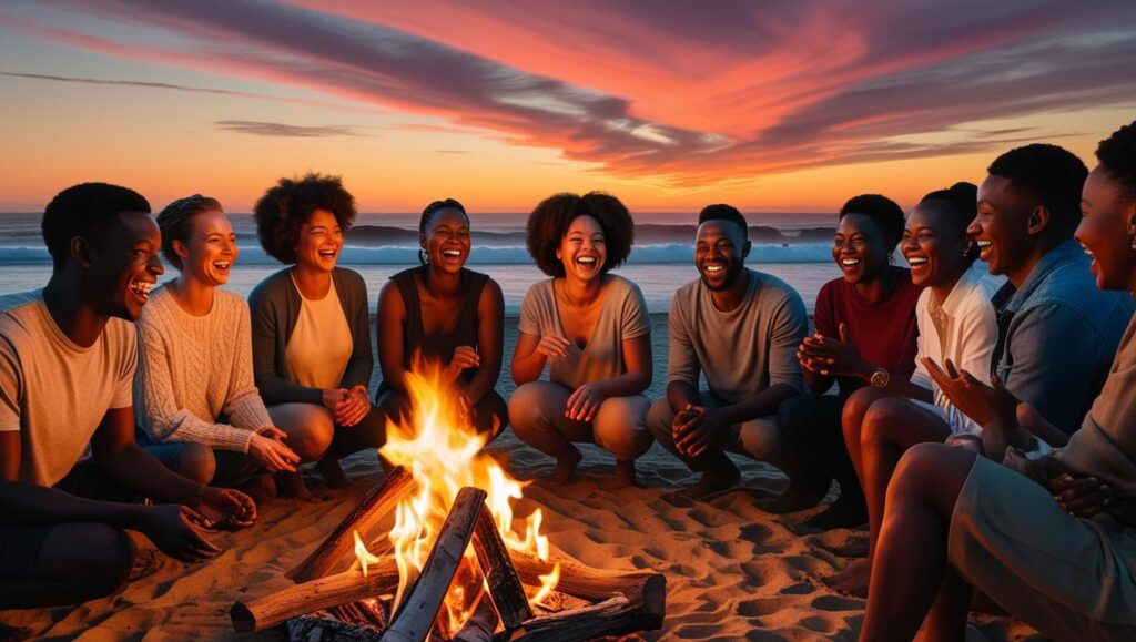 life bonding - people connecting around a bonfire