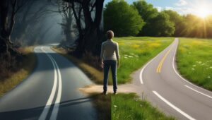 life bonding -person standing at a crossroads