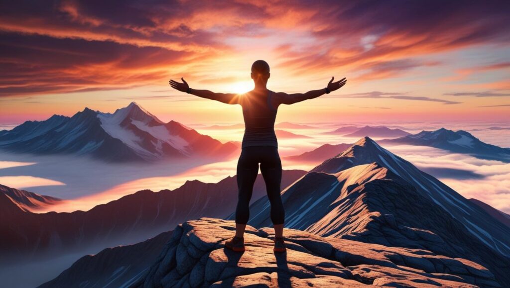 life coaching - person standing on a mountain peak