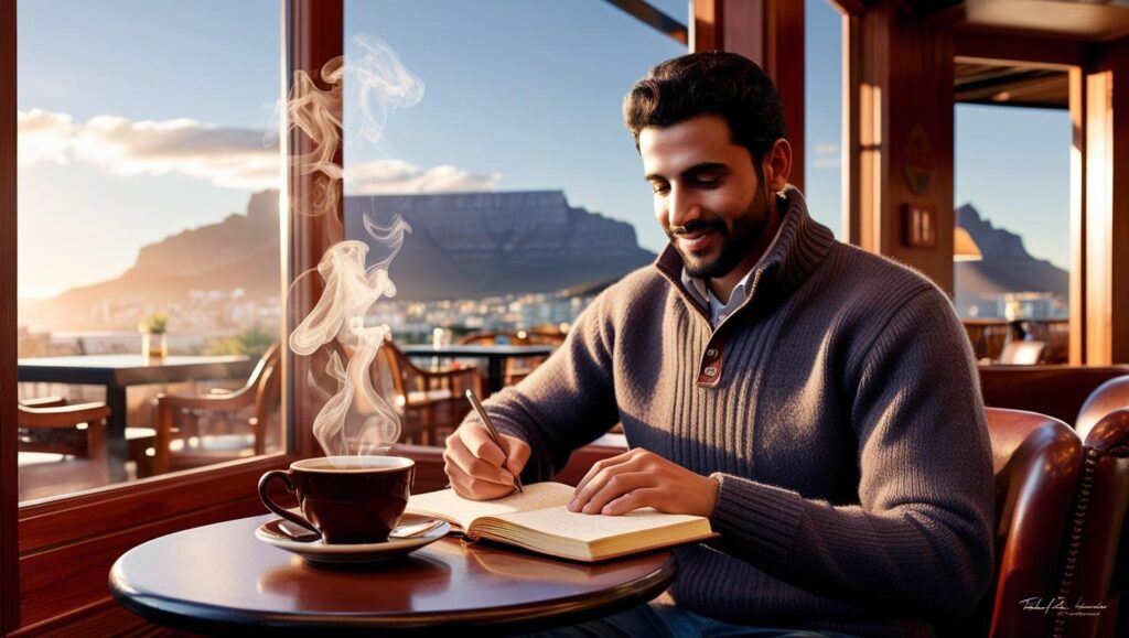 life coach - café scene with a person writing in a journal