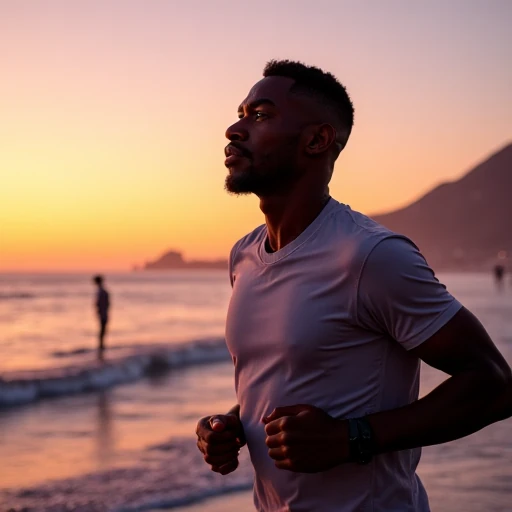 life coach - man jogging along the coast at sunset